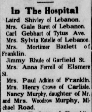 1964 Anna Craig Newspaper Hospital Report