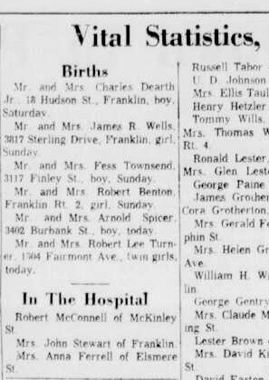 1963 Anna Craig Newspaper Hospital Report