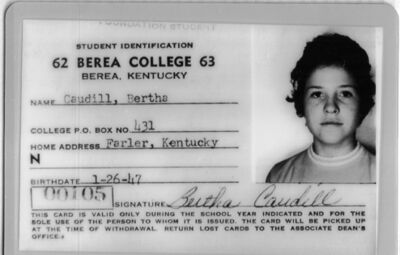Berea College 1963 FOUNDATION HS ID