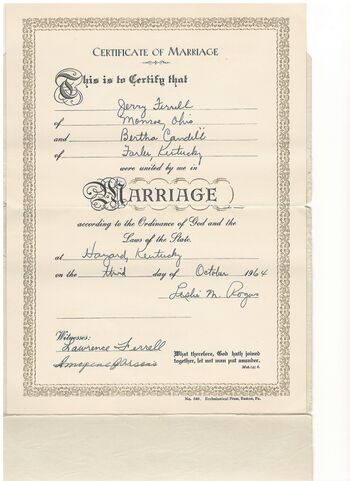 Bert and Jerry Marriage License