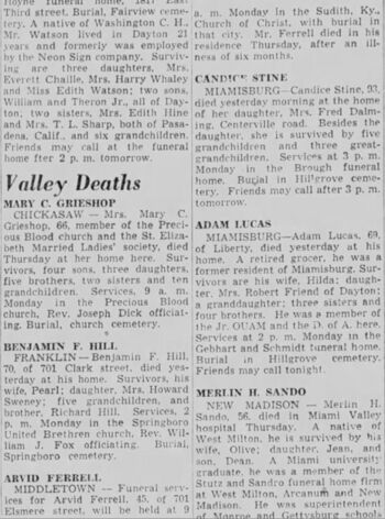 1947 Obituary for Arvid Ferrell