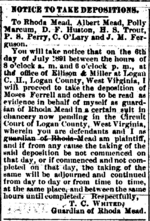Moses Ferrell 1892 Chancery Case Logan County Banner 28 May 1891