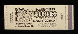 1950s FULL LENGTH Reedy's Foods Groceries 46 South Broad St. Middletown OH Matchbook.jpg