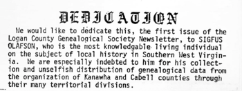 Dedication from Newsletter March 1978