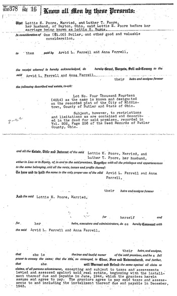 1943 Deed for 701 Elmsere