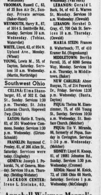 1982 Dayton Journal Obituary