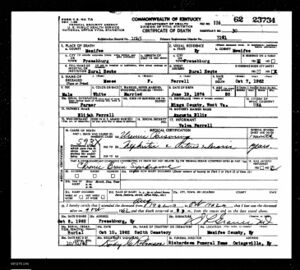 1962 Moses F Ferrell KY Death Certificate
