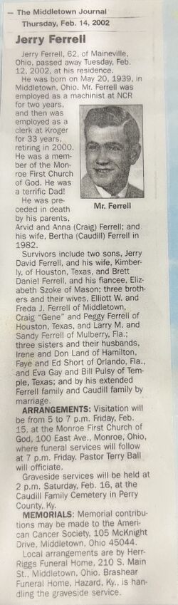 2002 Jerry Ferrell Middletown Obit