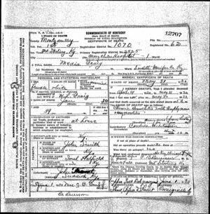 1930 Almedia Smith Craig KY Death Cert
