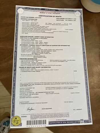 2025 Death Certificate