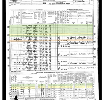 1950 Census, abode 259, household of Sanford Caudill-42, full page