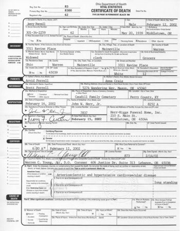 2002 Jerry Ferrell Death Certificate