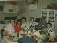 Siblings around the kitchen table