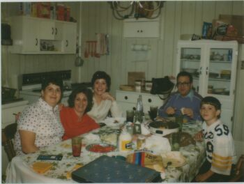 Siblings around the kitchen table