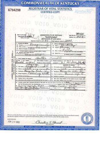 1947 Birth Certificate-reprint