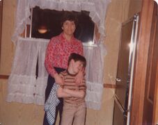 1978 Mom and Brett at Serena Way... my nephew acts out like this when getting pictures taken also...